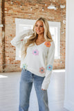 Kash V-Neck Flower Sweater | S-XL