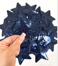 Trucker hat patches 3” navy sequin star patch iron on