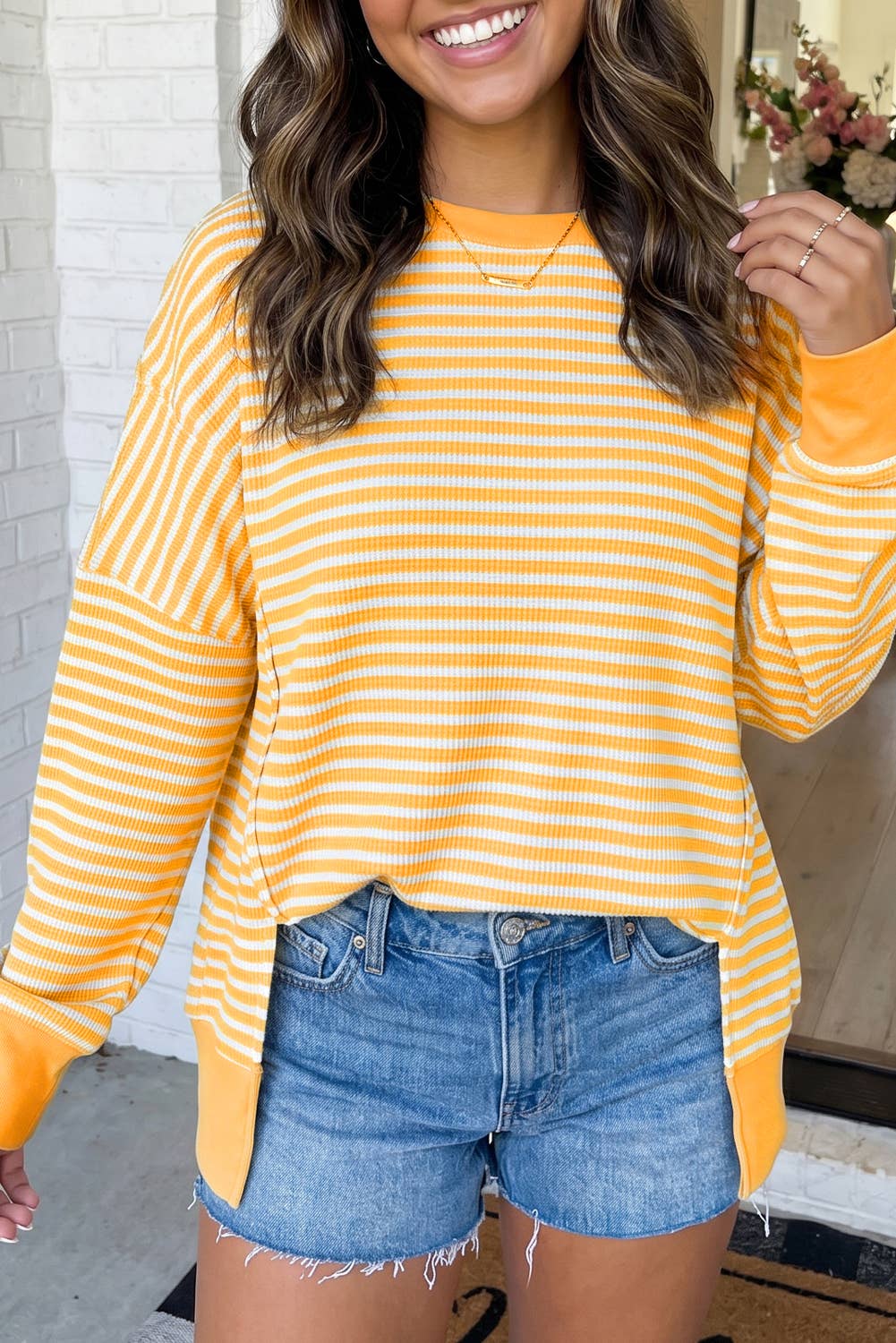 Striped Side Split Top