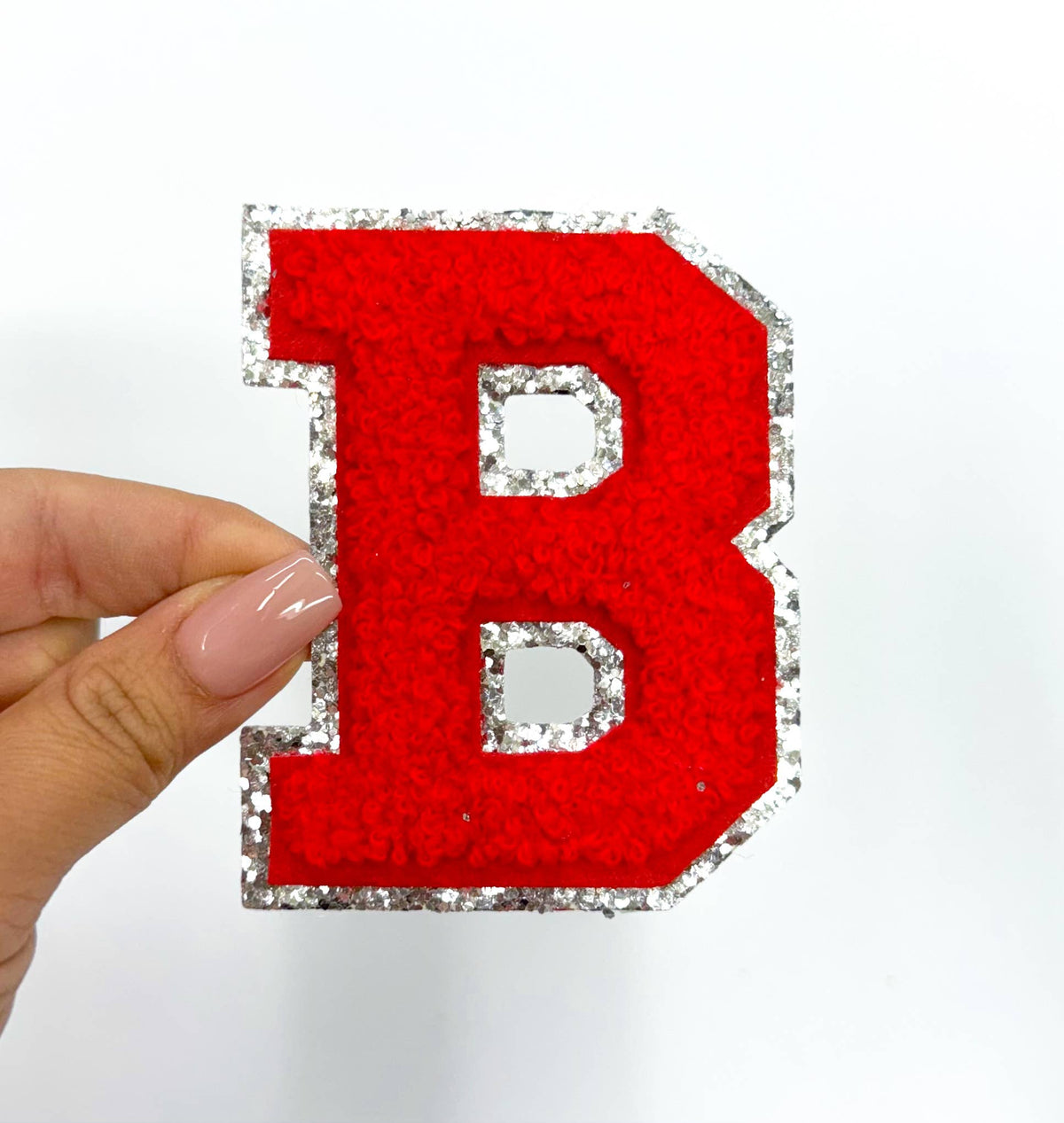 Red Silver Letters Chenille Embroidery Patch