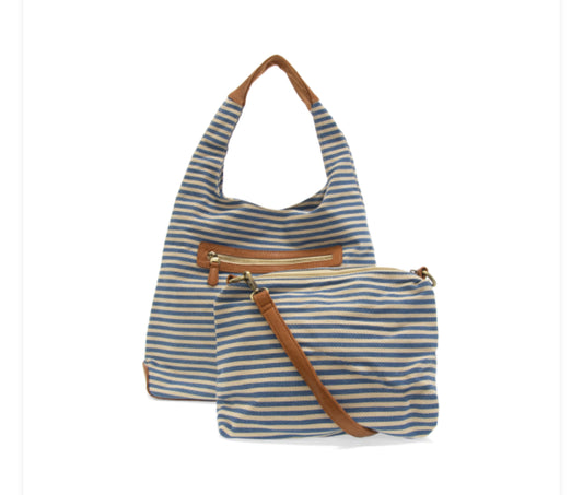 April blue+white canvas bag