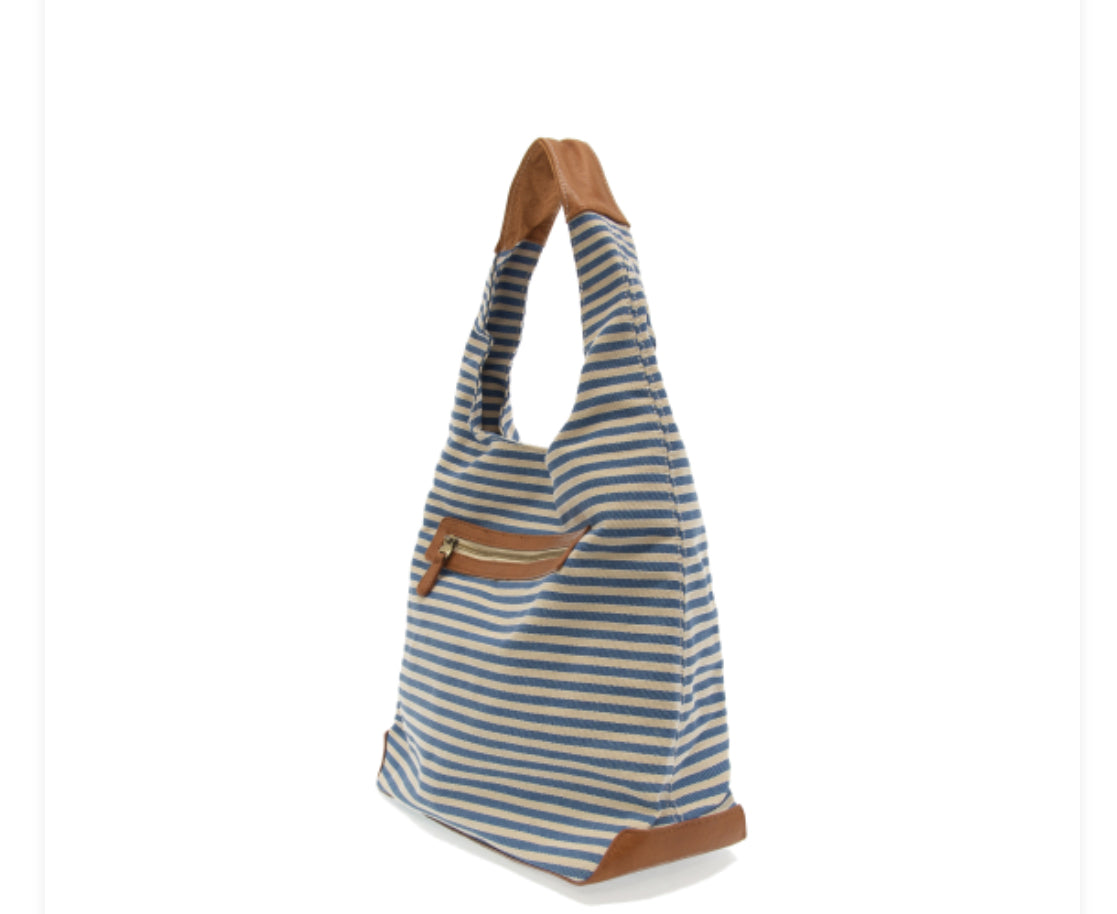 April blue+white canvas bag