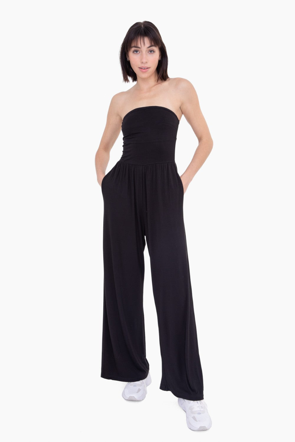 Strapless flared lounge jumpsuit