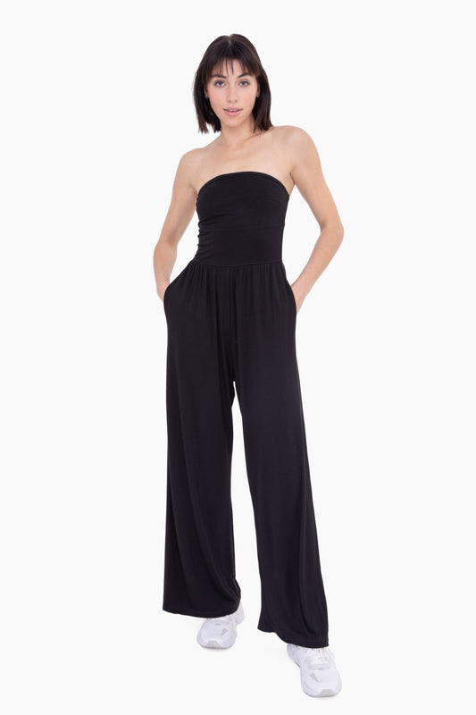 Strapless flared lounge jumpsuit