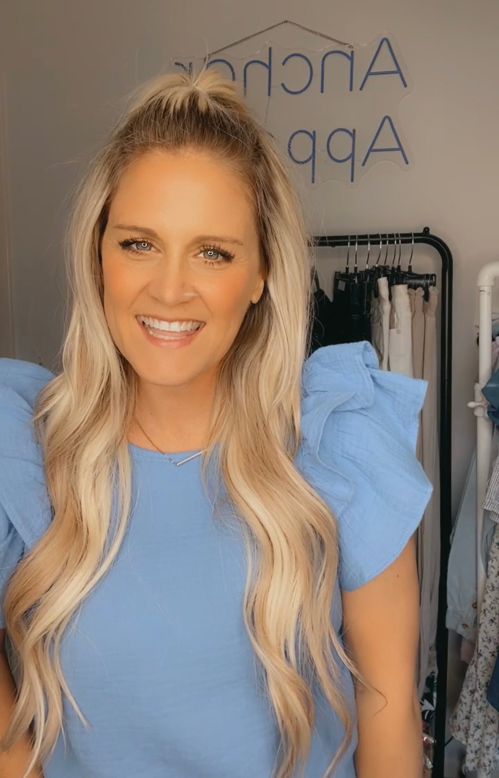 Georgie gauze double ruffle shirt sleeve top