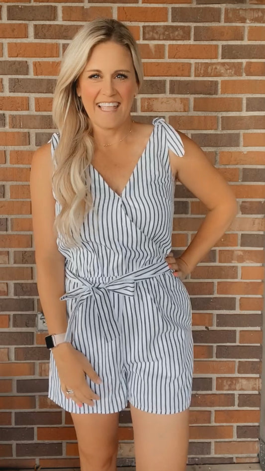 Sailor belted romper