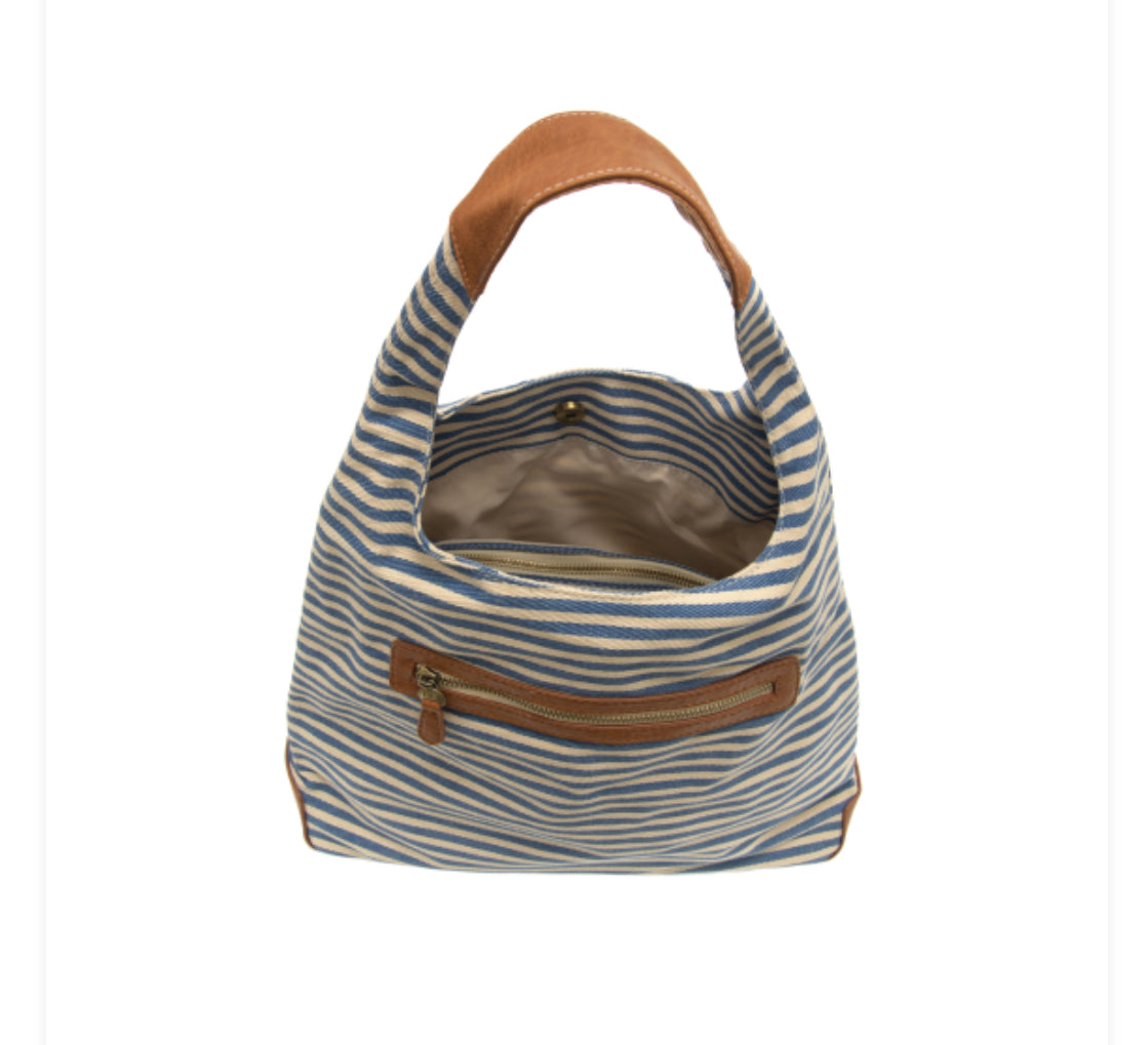 April blue+white canvas bag