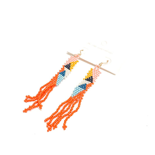 IndiGo Beaded Tassel Earrings