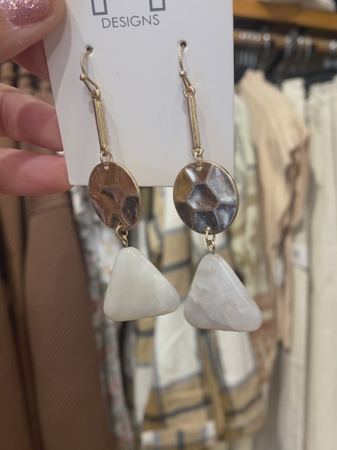 Marble and gold drop earrings