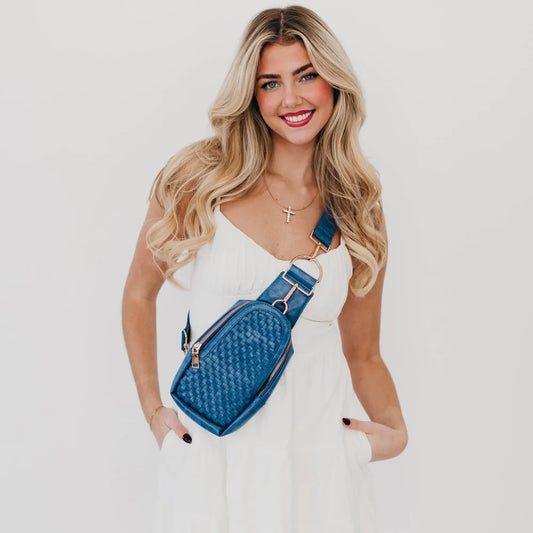 waverly woven sling bag