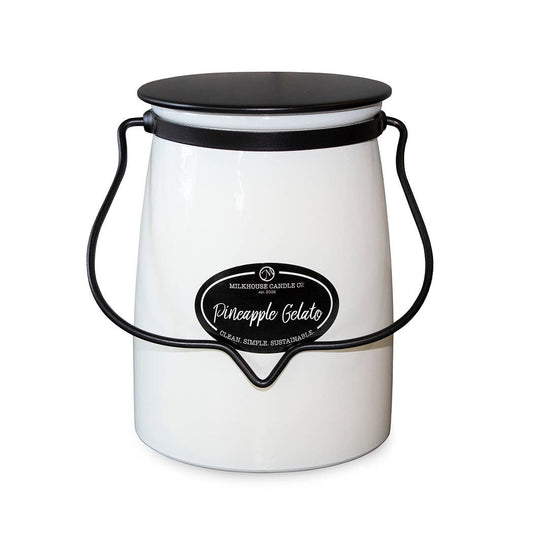 22 oz Butter Jar Soy Candle: Pineapple Gelato, by Milkhouse