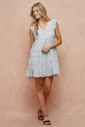 DITSY TIERED DRESS WITH RUFFLE