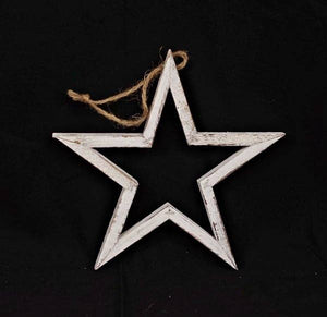 WOODEN FRAME STAR-WHITE