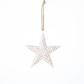 Embossed metal star orn,antique white,mini star p