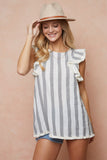 STRIPED TOP WITH FRAY