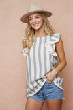 STRIPED TOP WITH FRAY