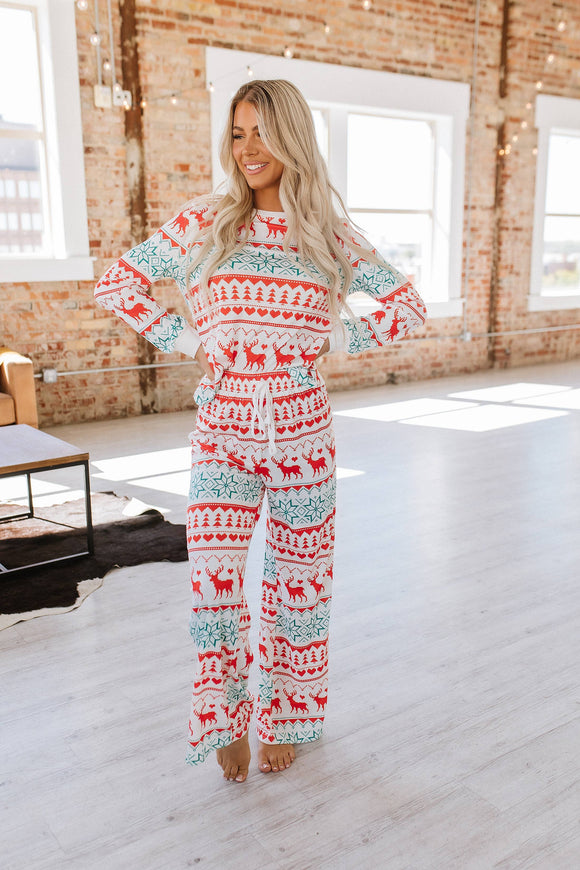 White Nordic Christmas Pajama Set | S-XL