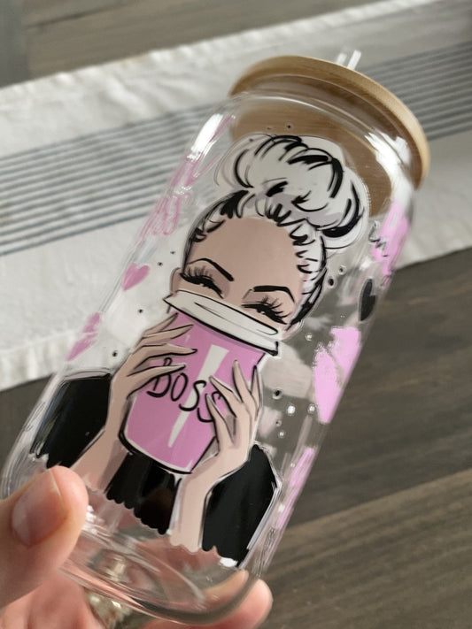 Boss Babe Iced Coffee glass