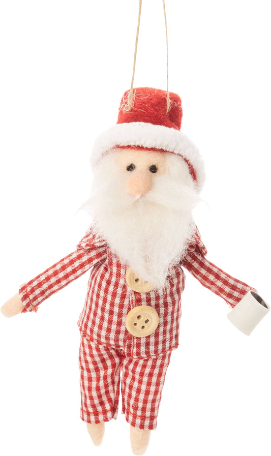 Santa in his red gingham jammies