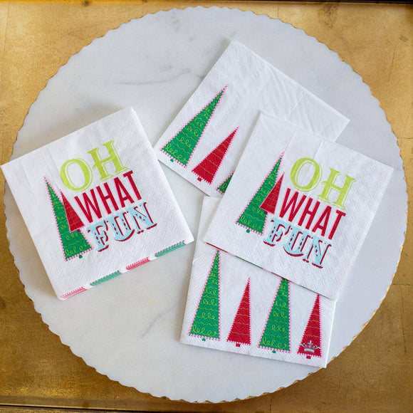 Oh What Fun Cocktail Napkins   White/Multi   5