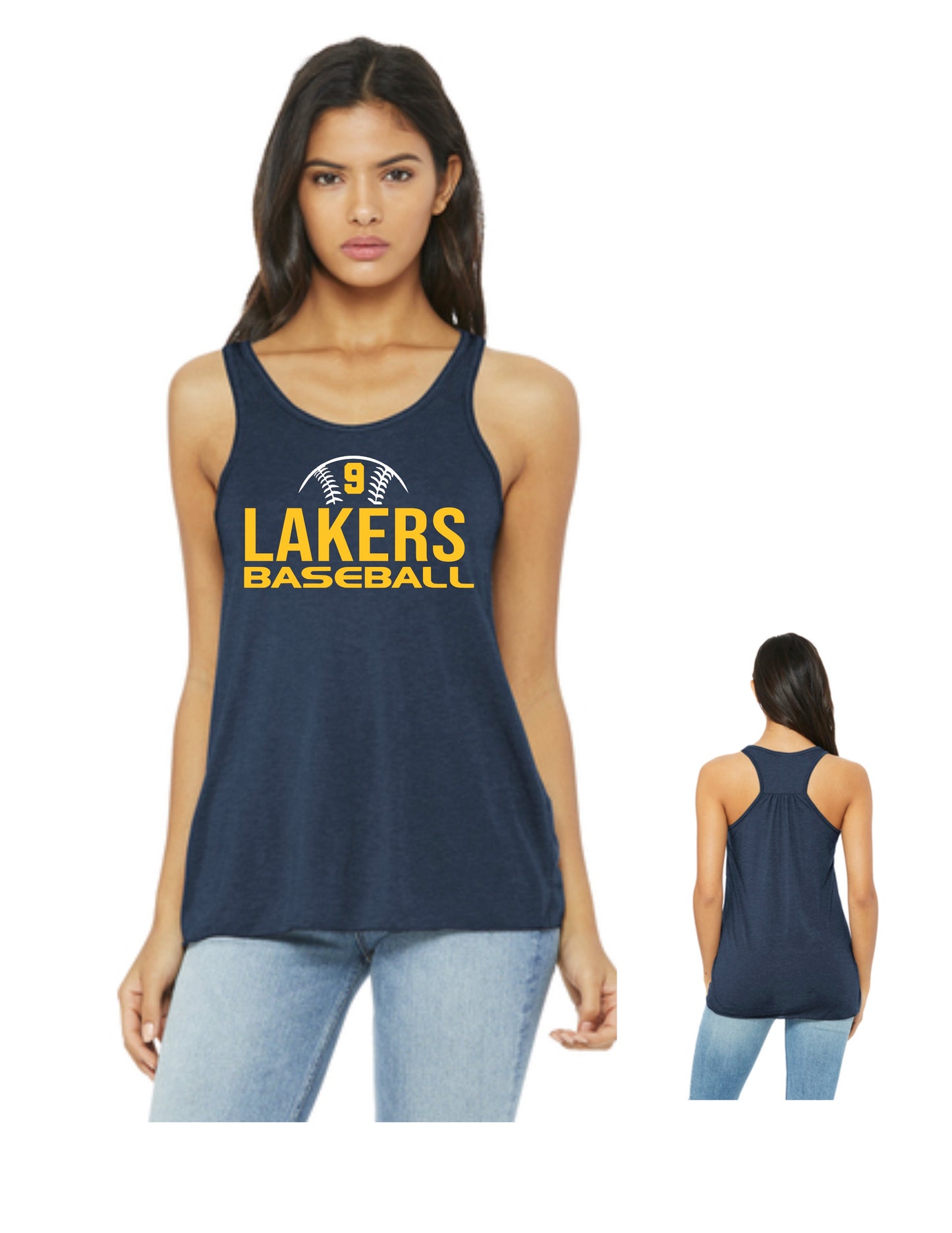 Navy Baseball Tank -Muscle or Racer OR T-SHIRT