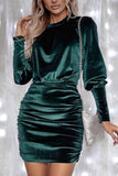 Amy Velvet Puff Sleeve Holiday Dress