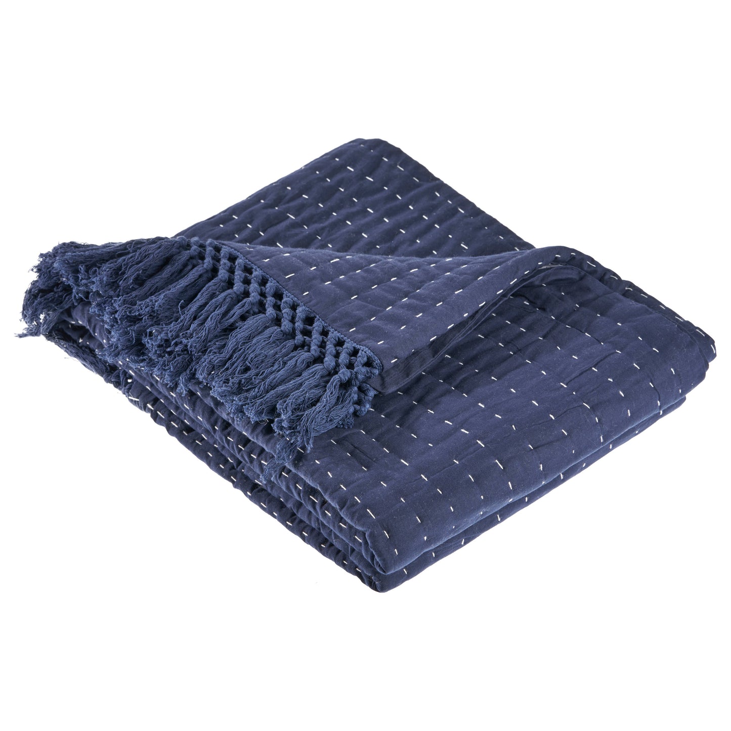 Navy and Off-White Throw Blanket