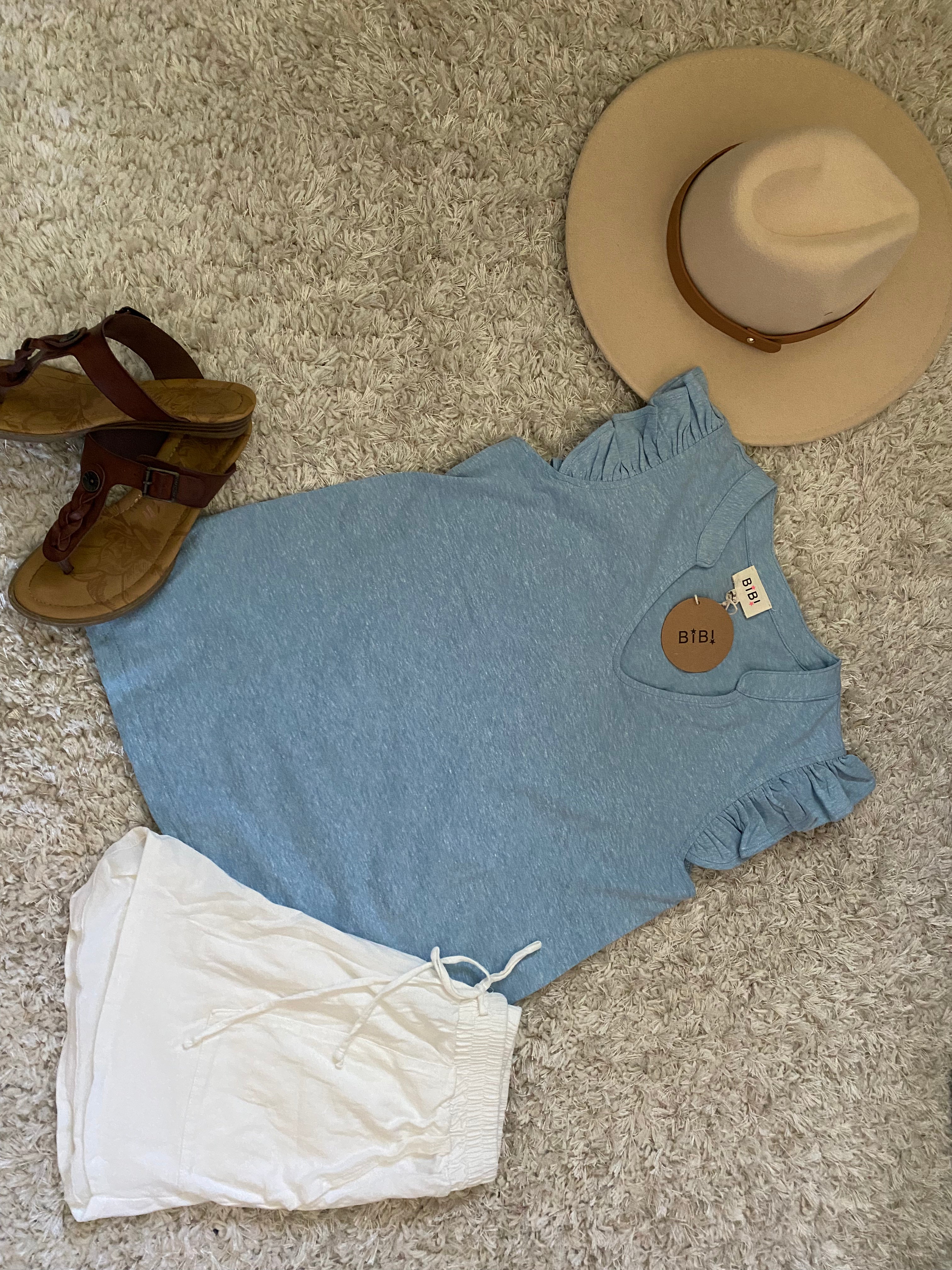 Baby blue ruffle sleeve