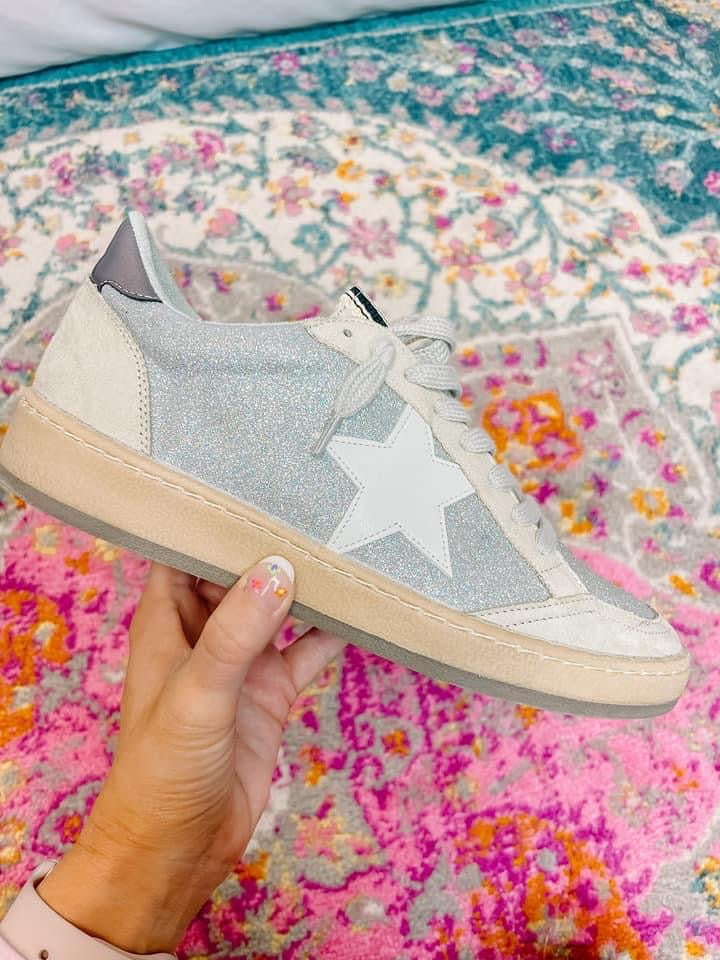 Piera Silver Glitter Sneakers--SHU SHOP