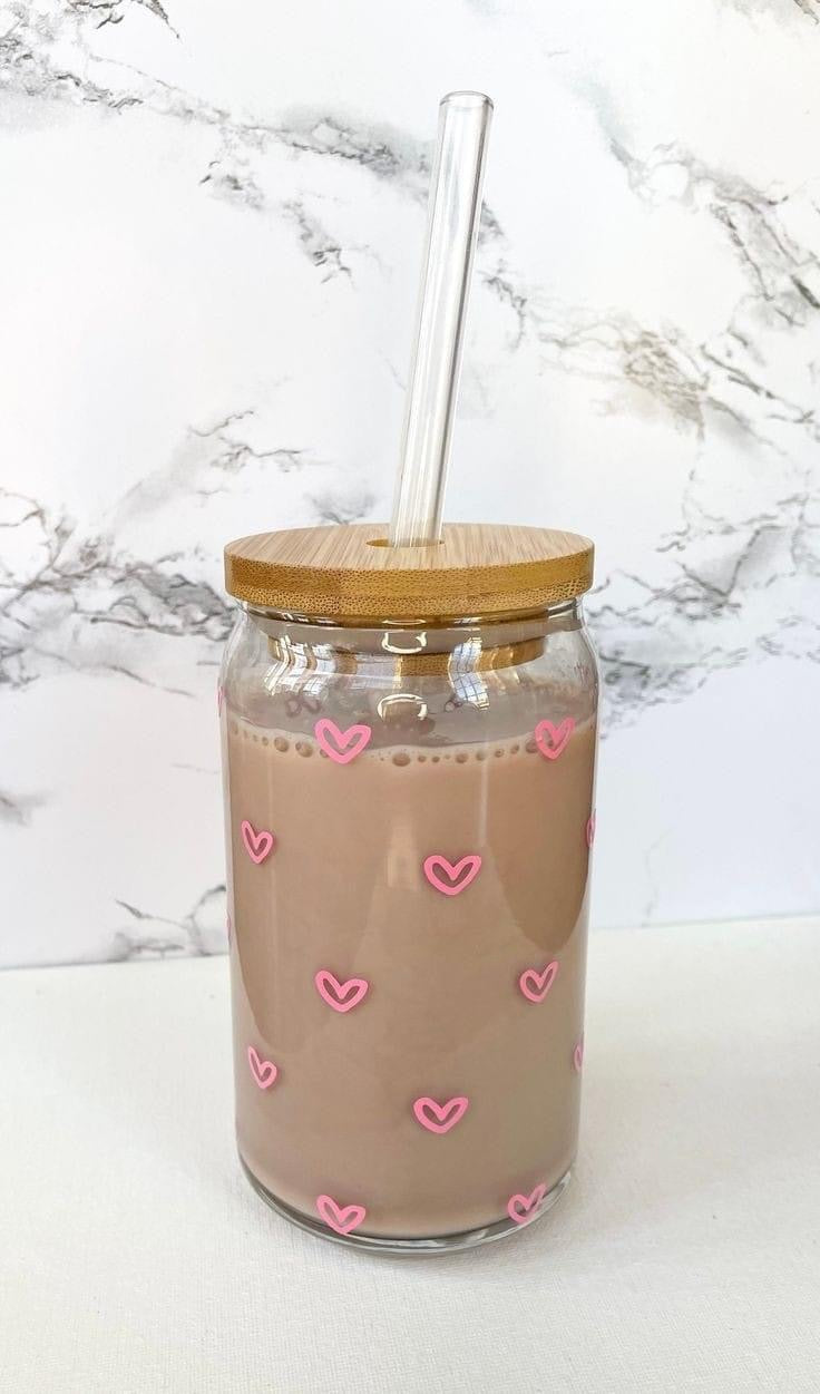 Valentine’s Iced Coffee glass