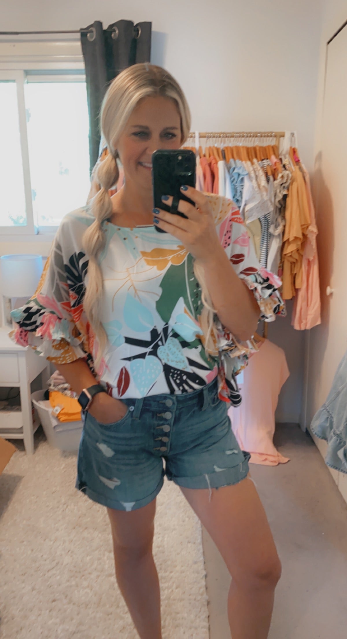 Tropical ruffle top