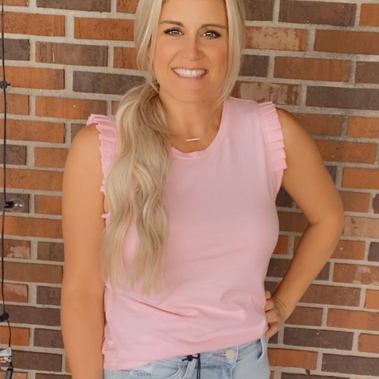 Pink ruffle sleeve top