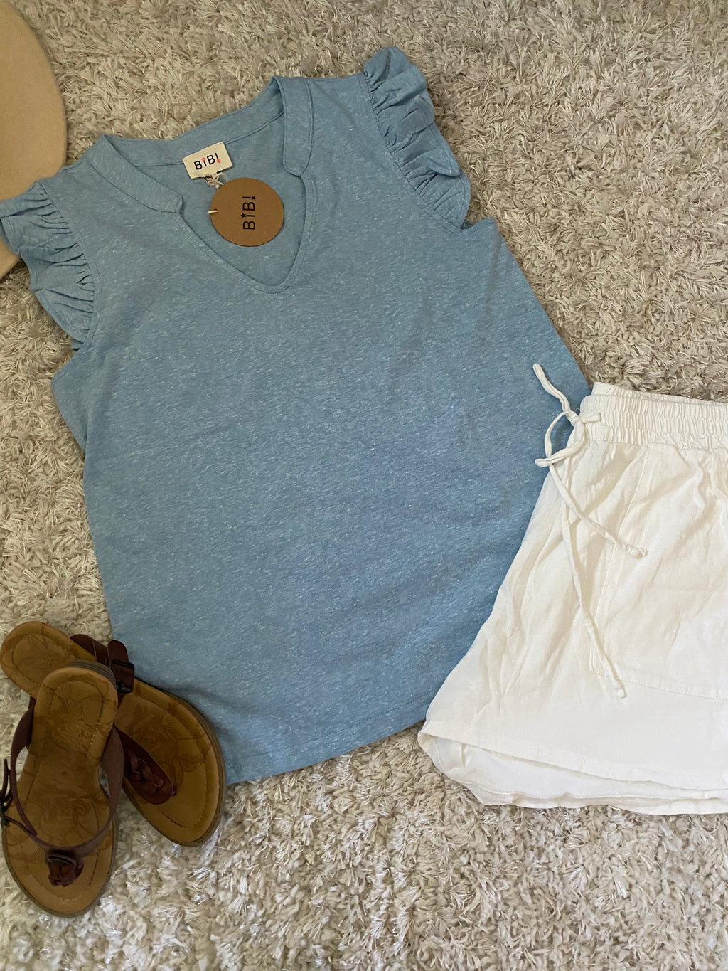 Baby blue ruffle sleeve