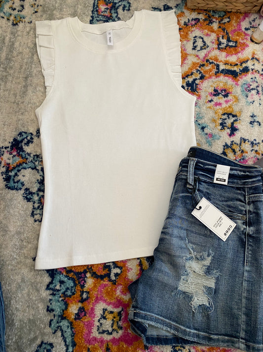 Rissy ribbed ruffle tanks
