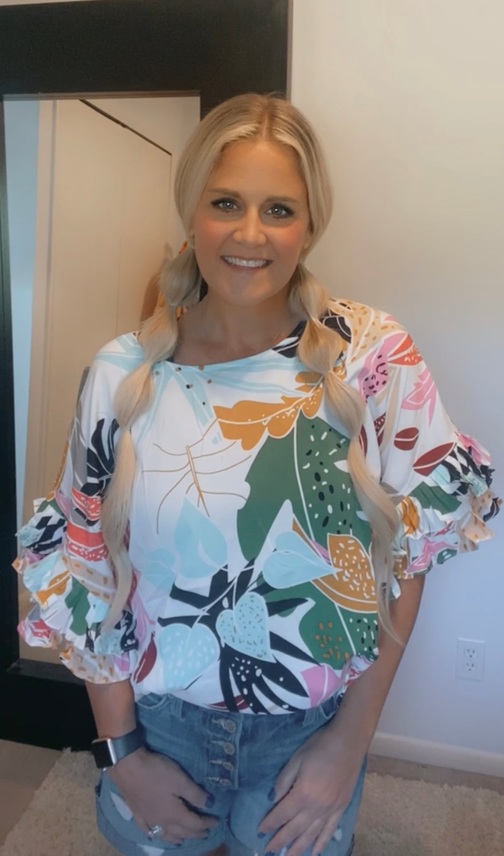 Tropical ruffle top