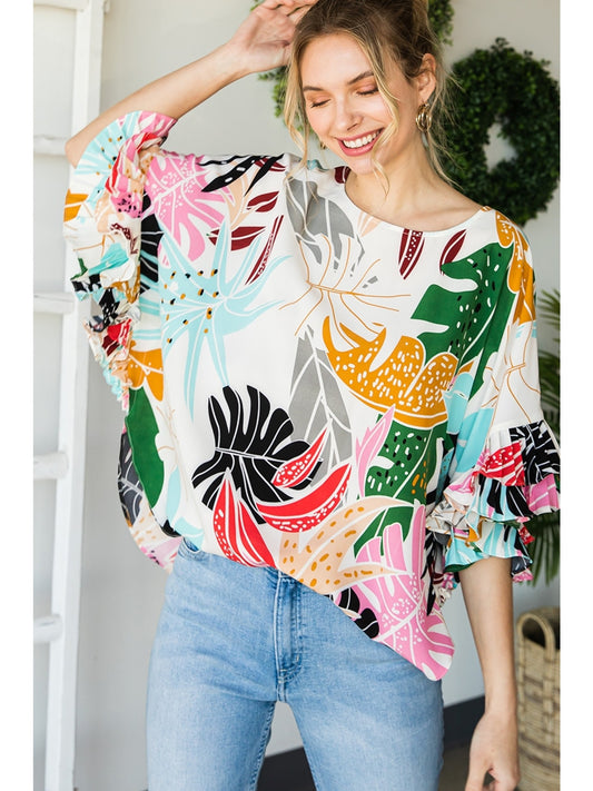 Tropical ruffle top